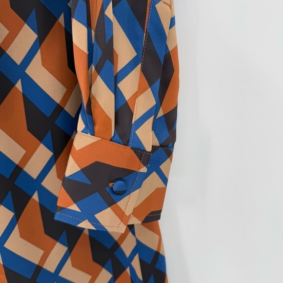 Banana Republic Satin Wrap Mini Dress in Orange Print Size 12 - Picture 8 of 14